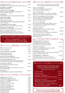 A la carte menu