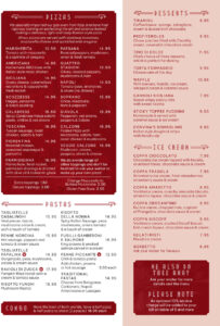 A la carte menu